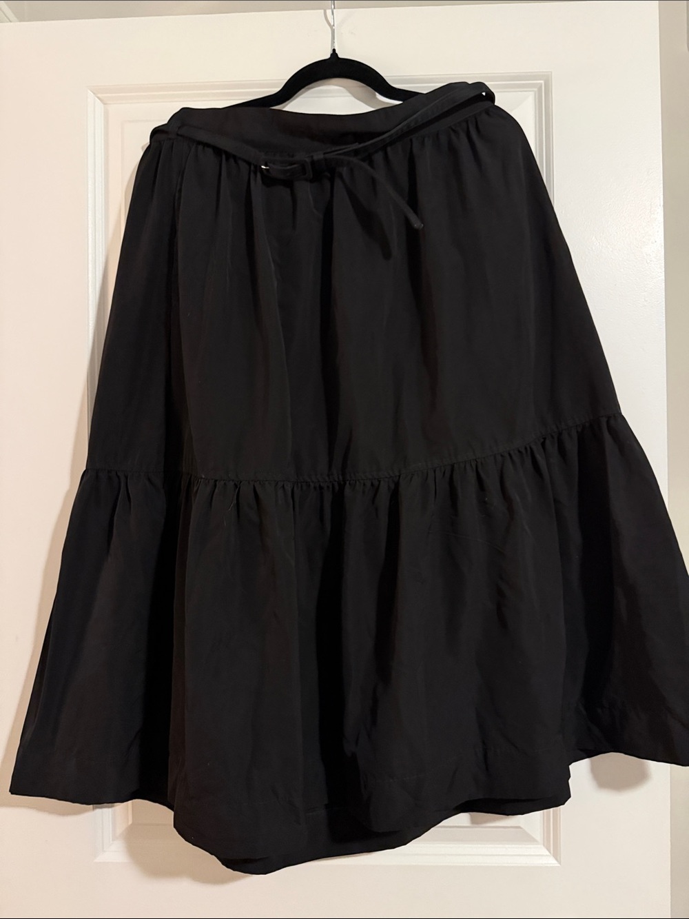 Classic Black Tiered A-Line Midi Skirt